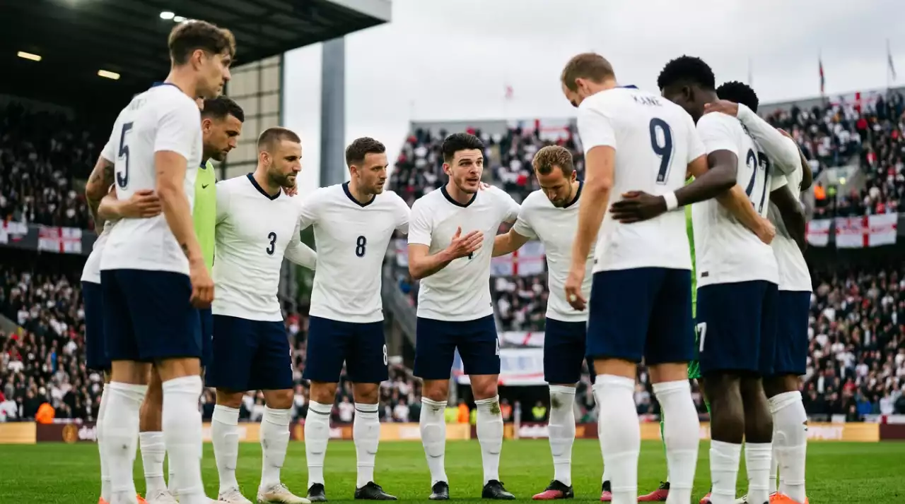 Joueurs de la sélection anglaise rassemblés avant un match avant le Mondial 2026