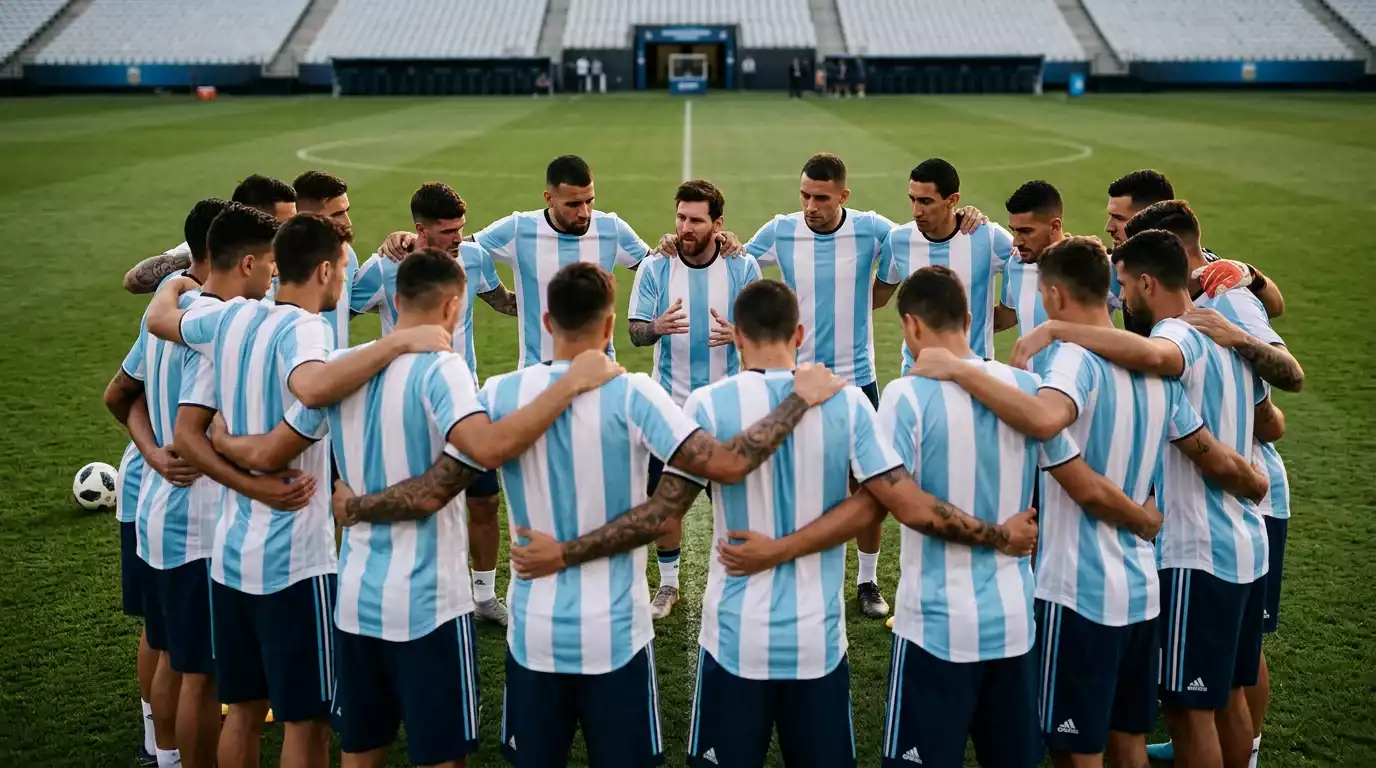 Joueurs de la sélection argentine célébrant un but de l'Albiceleste avant le Mondial 2026