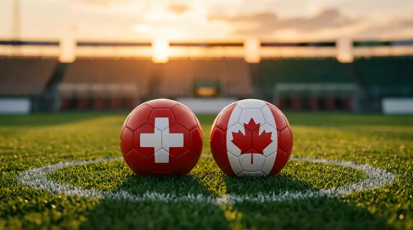 Joueurs de la Suisse et du Canada se serrant la main avant un match international de football